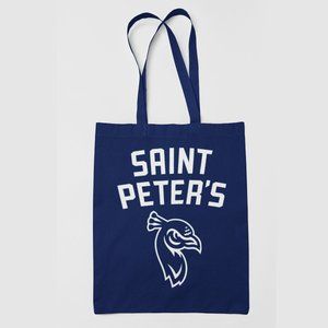 NEW Saint St Peters Peacocks Mascot Wordmark Canvas Medium Tote Bag NAVY
